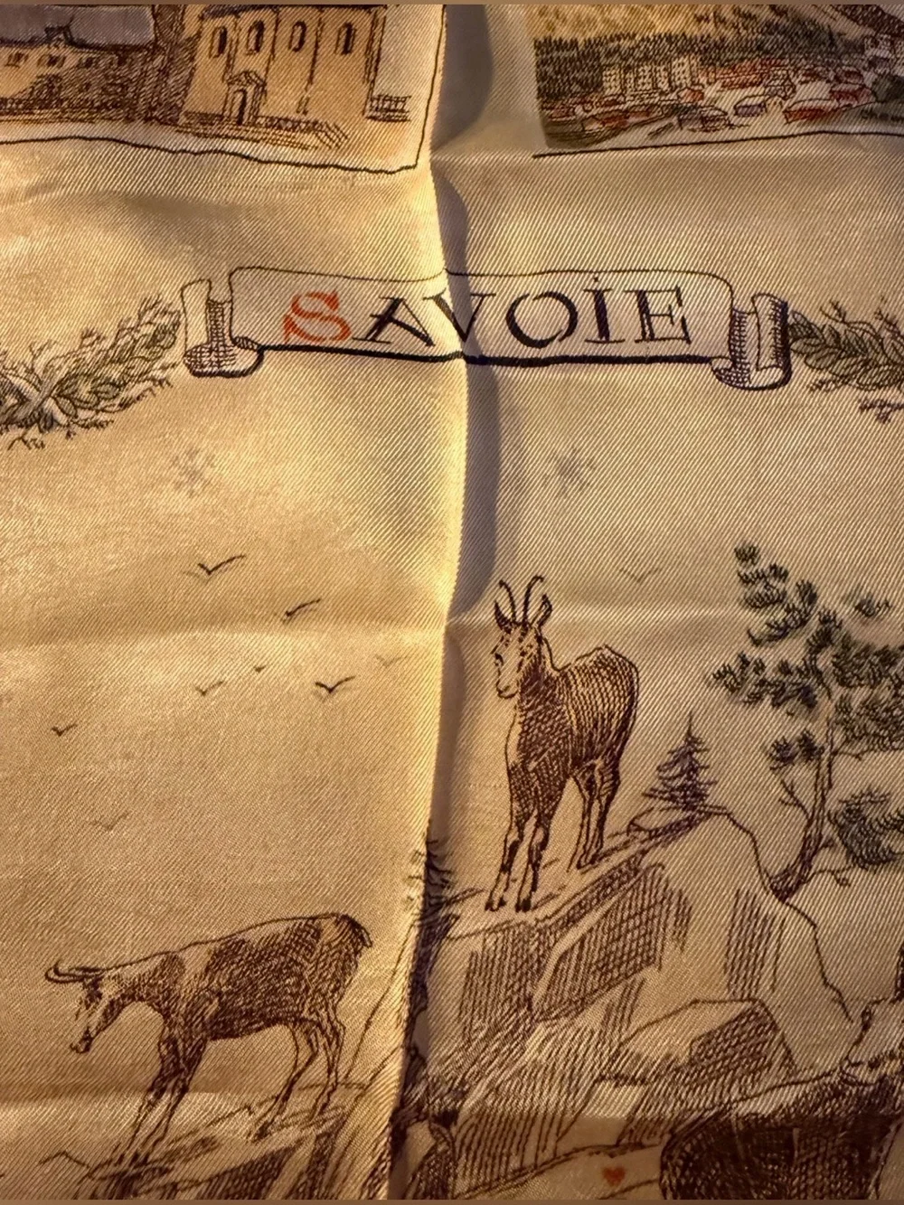 Vintage SAVOIE French Alps Souvenir Scarf – Mid-Century Alpine Skiing Decor